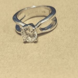 Lind Sterling silver women's engagement ring with CZ diamond